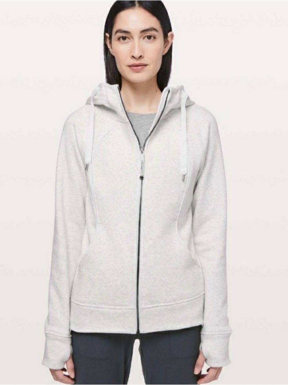 Lululemon Scuba Plush Hoodie Full Zip Light Heathered Gray sz 10